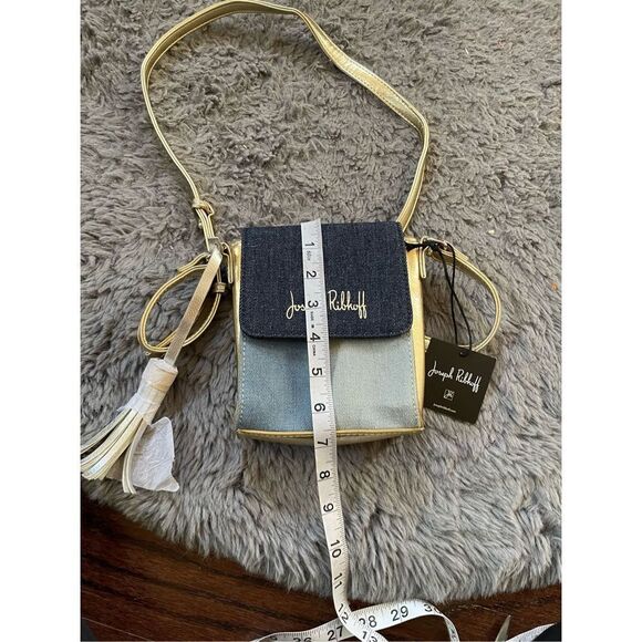 NWT Joseph ribkoff metallic gold and denim small crossbody purse - Picture 2 of 5